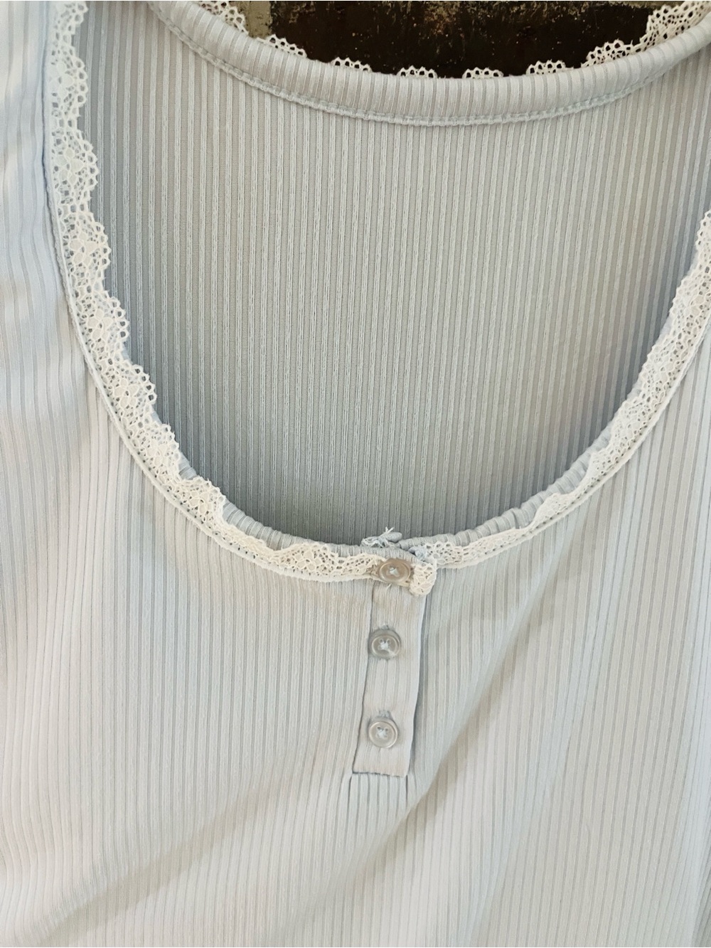 JUST BE Blue Ribbed Two-Piece Sleep Set with Lace Trim M NWT - Picture 6 of 10